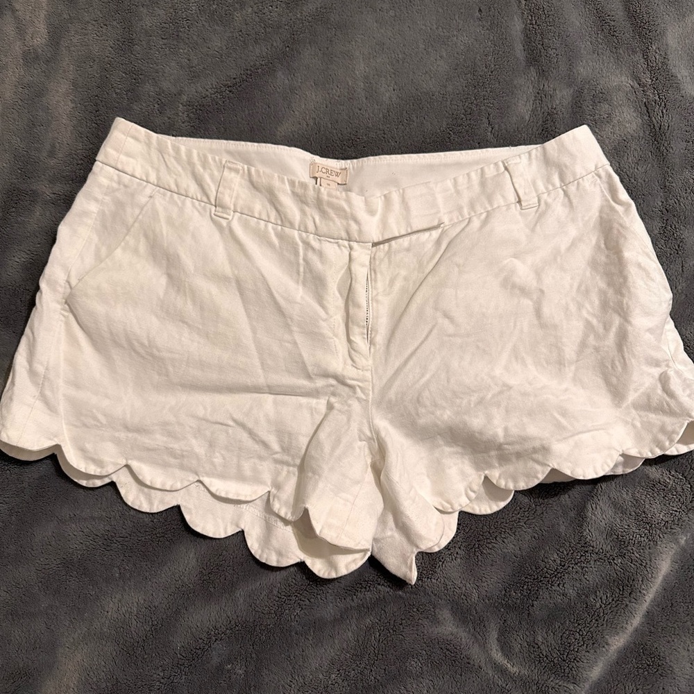Jcrew, white scallop shorts